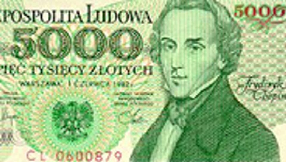 Chopin auf der polnischen Z?oty-Banknote.