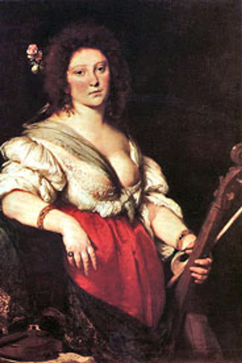 Die venezianische Madrigal-Komponistin Barbara Strozzi (1581-1644), als Gambenspielerin portraitiert.