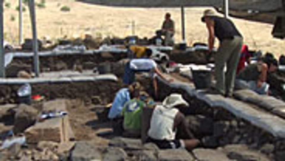Grabung Horvat Kur, See Genezareth, Synagoge (4./5. Jahrhundert n.Chr.).