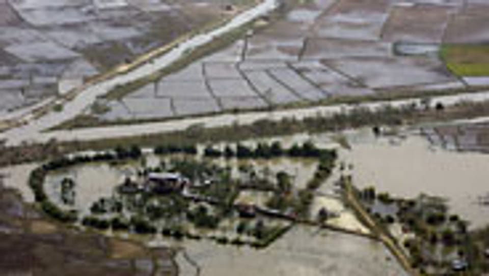 Überschwemmtes Gebiet in Burma.