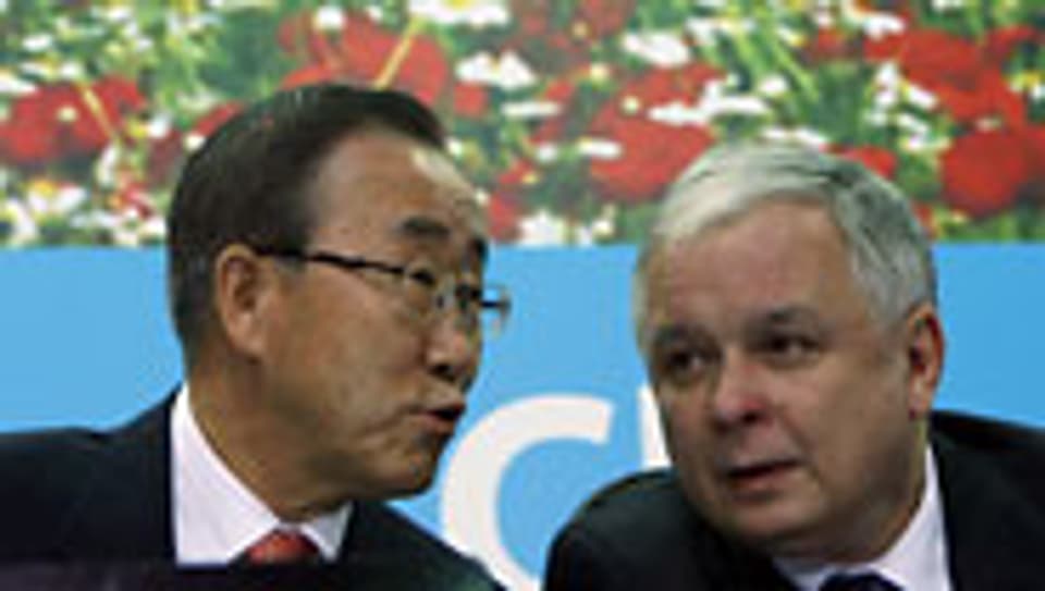 UN-Generalsekretär Ban Ki Moon (l.) und Polens Präsident Lech Kaczynski.
