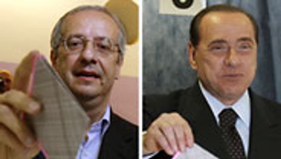 Berlusconi (re) und sein Herausforderer Veltroni.
