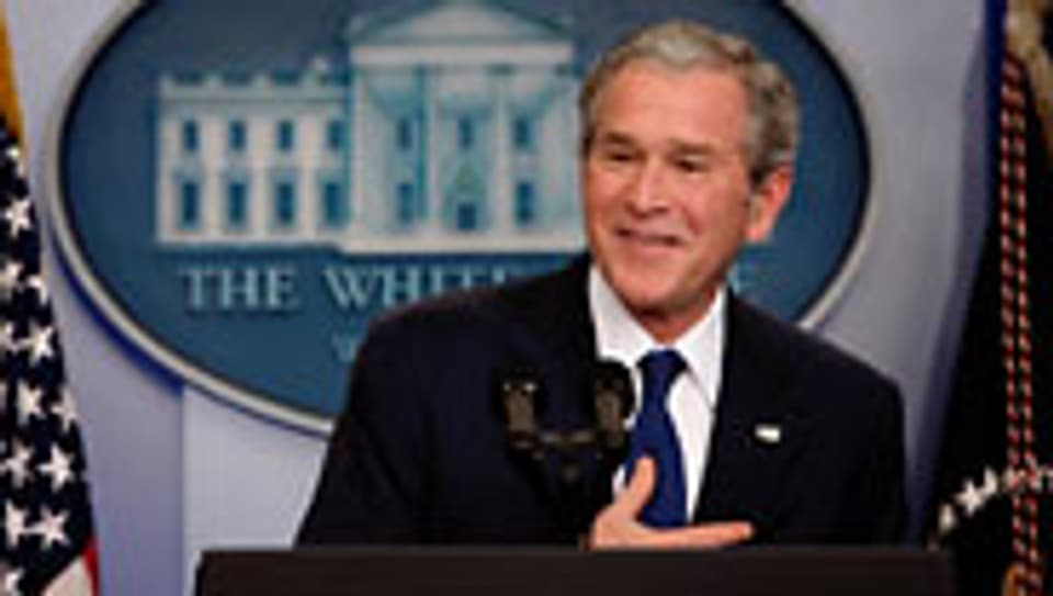 George W. Bush an seiner letzten Pressekonferenz als US-Präsident.