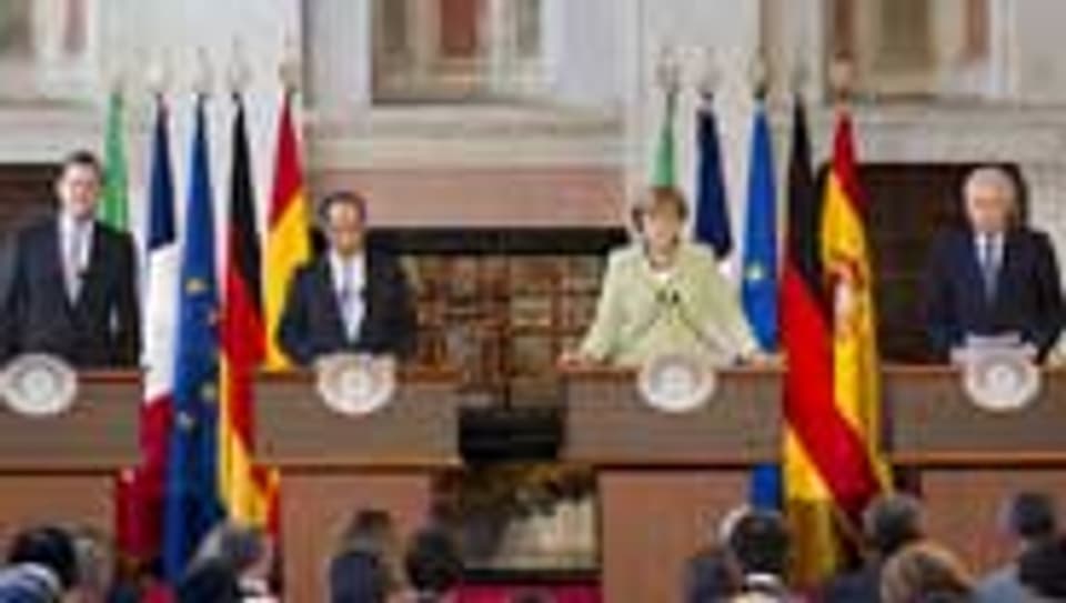 Rajoy, Holland, Merkel und Monti am Vierergipfel