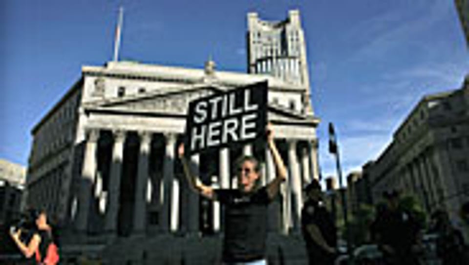 Ein Protestierender von «Occupy Wall Street» in Manhattan, am 15. September 2012