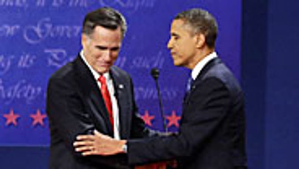 Mitt Romney und Barack Obama nach ihrer ersten Direkt-Begegnung.