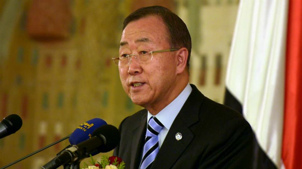 Ban Ki Moon spricht zu Presse