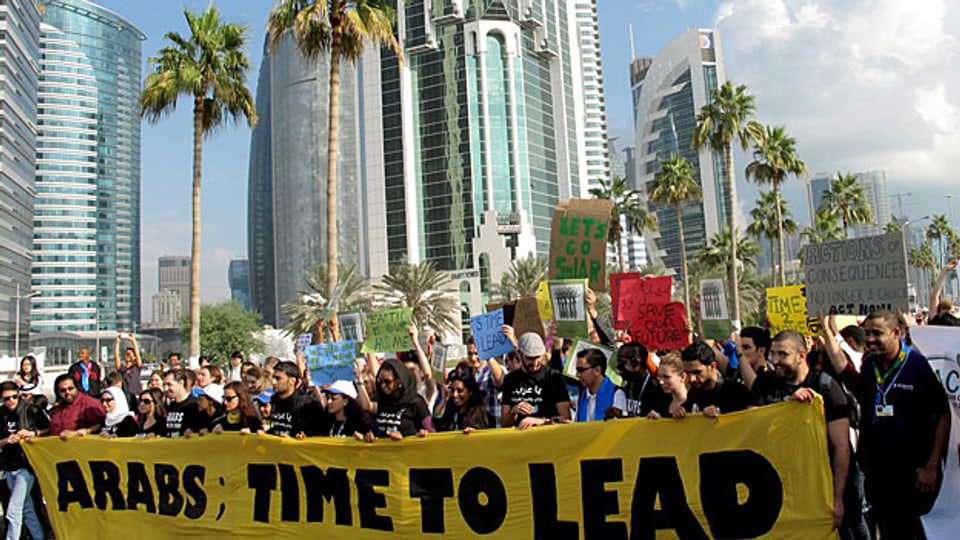 Arabische Jugendliche fordern mehr Engagement im Klimaschutz, 1. Dezember in Doha.