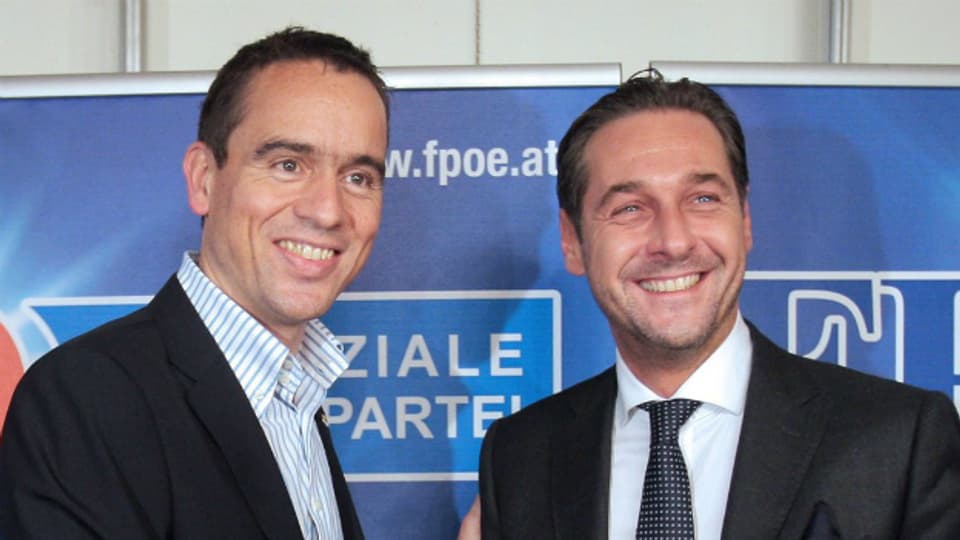 Der ehemalige Parteiobmann der FPK Uwe Scheuch (links) mit Heinz-Christian Strache (FPÖ)