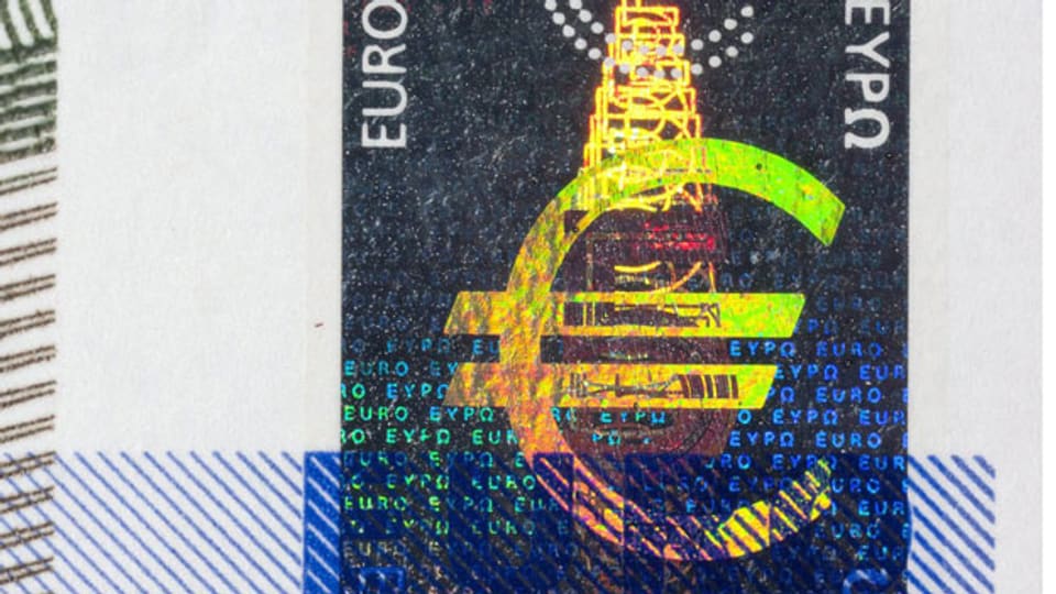 Hologramm auf einer Euro Banknote