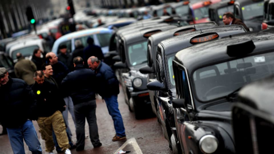 Black Cabs in London im Winter 2009.