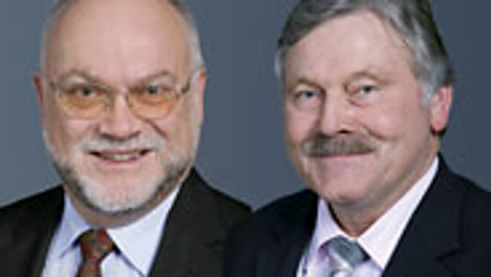 CVP-Nationalrat Ruedi Lustenberger (l.) und SVP-Nationalrat Hans Fehr.