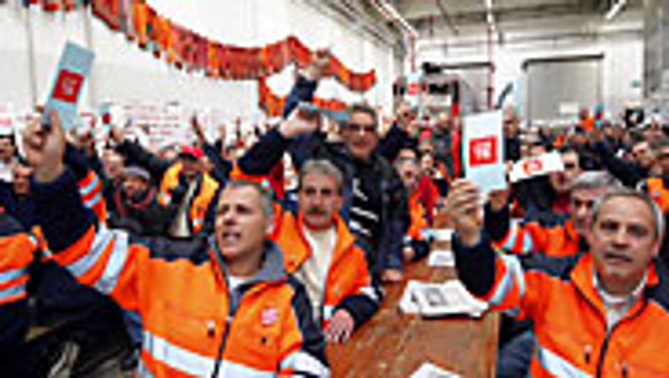 Streik im SBB-Industriewerk in Bellinzona.