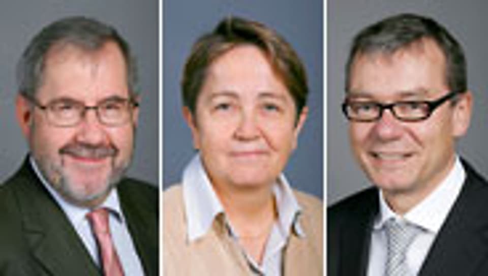 v.l.n.r. Hans Kaufmann, Hildegard Fässler und Ruedi Noser.
