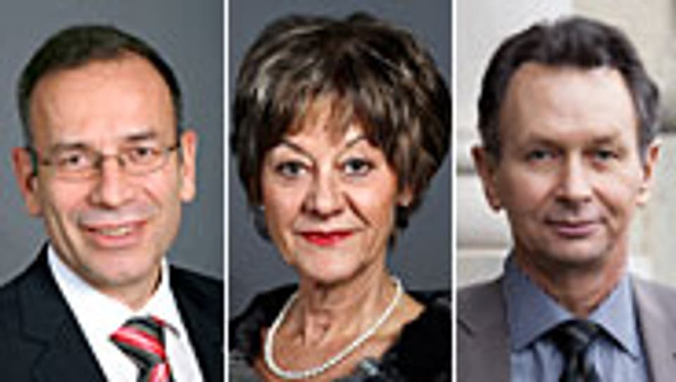 v.l.n.r. Hannes Germann, Susanne Leutenegger Oberholzer, Philipp Müller.