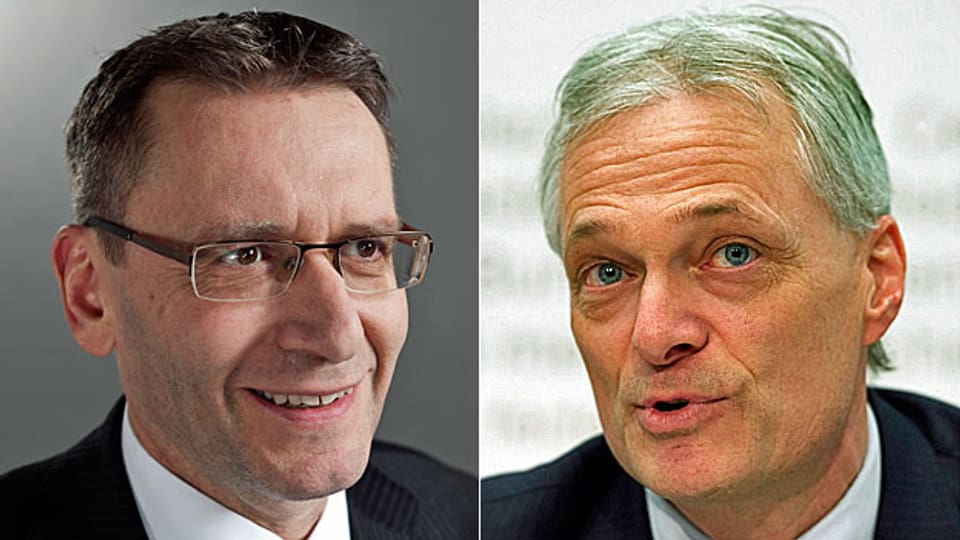 Der Solothurner CVP-Ständerat Pirmin Bischof und Thomas Minder, Schaffhauser Ständerat und Initiant der Abzocker-Initiative, über die am 3. März abgestimmt wird.