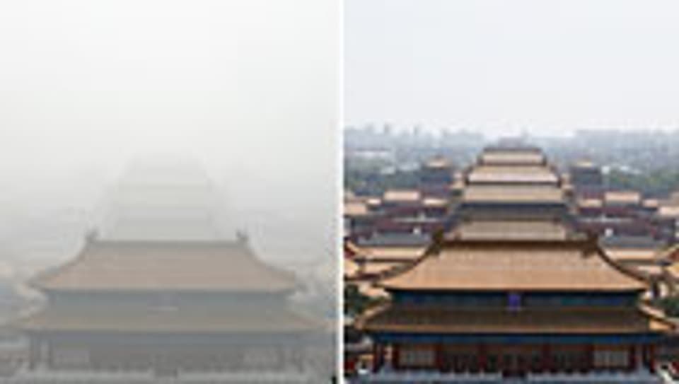 Smog über Peking wird weniger.