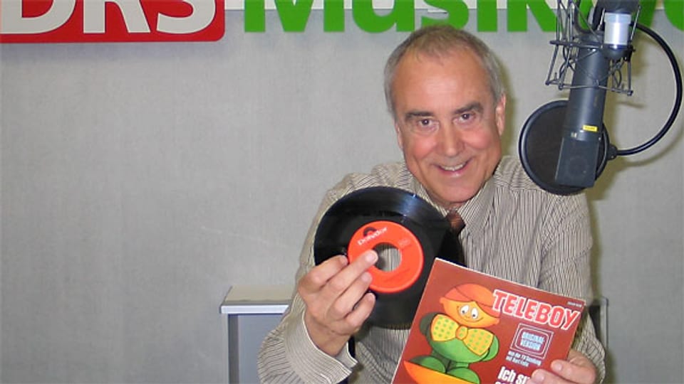 Kurt Felix mit Teleboy Schallplatte.