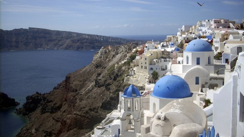 Postkartenmotiv Nummer eins von Griechenland: die Hauptstadt von Santorini, Ia.