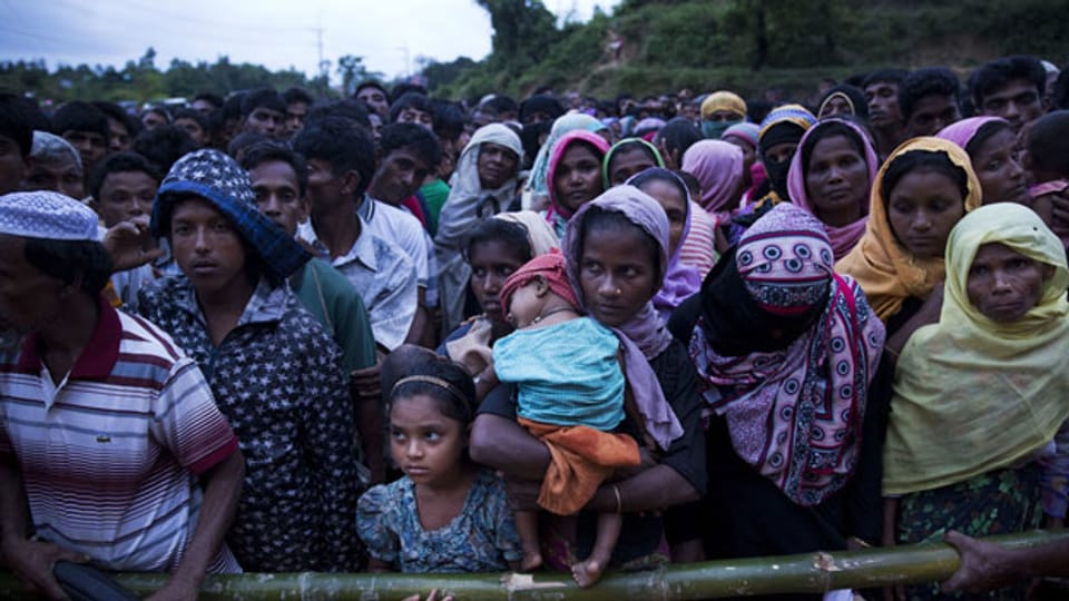 Vertriebene muslimische Rohingya im Flüchtlingslager Balukhali in Cox's Bazar, Bangladesch.