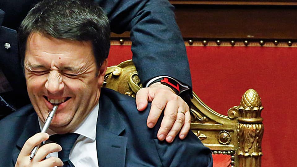 Italiens neuer Premier Matteo Renzi am 24. Februar im Senat. Er hat gut lachen. Und das Volk?