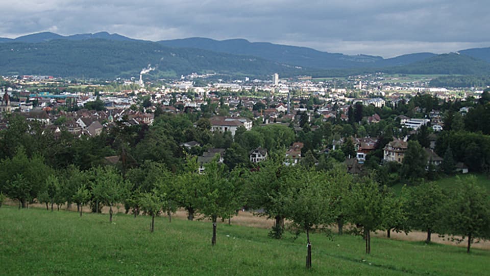 Der Blick vom Zofinger Hausberg «Heitere» auf die Stadt.