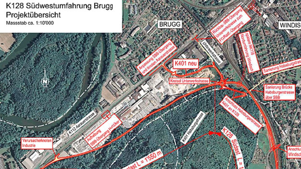 Die Umfahrung Brugg ist komplex und kostet rund 47 Millionen Franken.