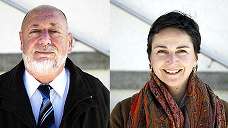 Der langjährige FDP-Ammann Hans Ulrich Reber (neu parteilos) und die FDP-Herausfordererin Karin Funk Blaser.
