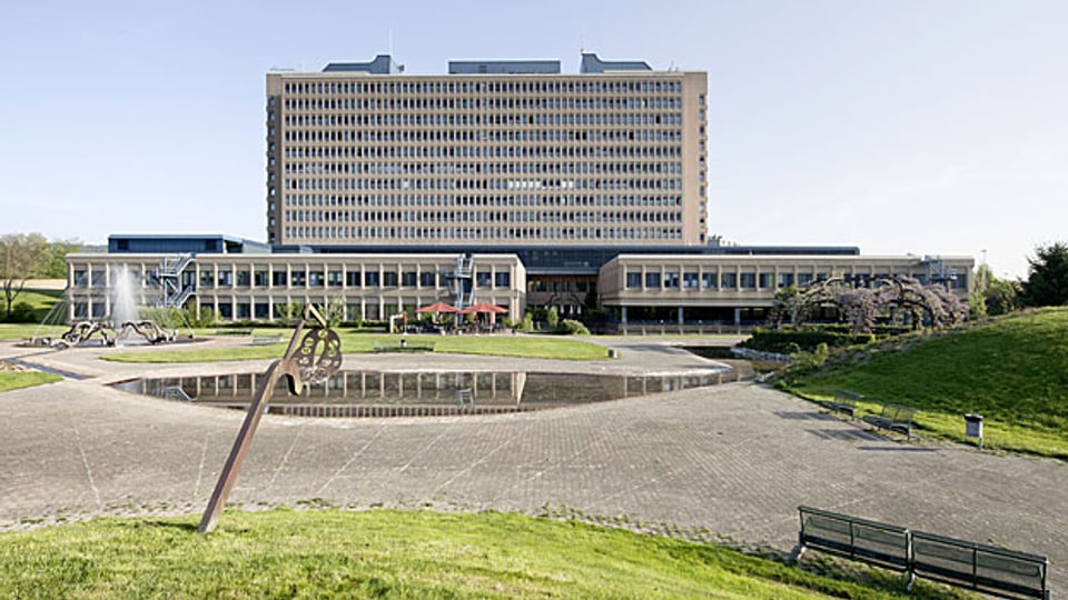 Das Hauptgebäude des Kantonsspitals Baden soll noch zehn Jahre bleiben. Rundum gibt es aber Neubauten.