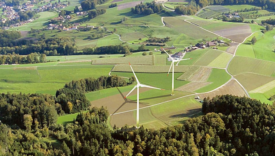 So könnte der Windpark bei Kirchleerau aussehen