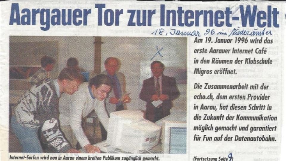 Aargauer Tor zur Welt? Das Internetcafé in Aarau war eine Pioniertat, damals vor 20 Jahren.