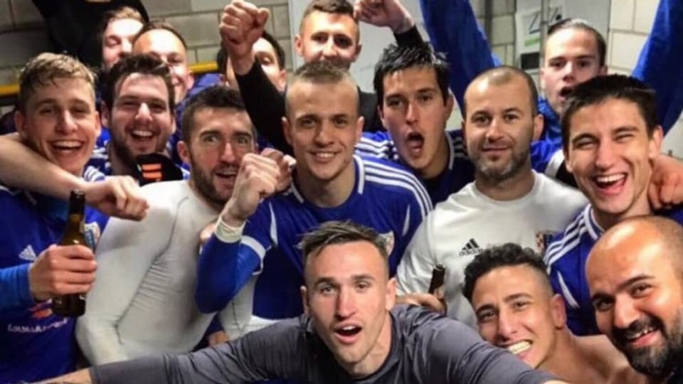 Das Selfie nach der Losziehung: Die Spieler des NK Pajde als klar war, gegen wen sie im Cup antreten dürfen.