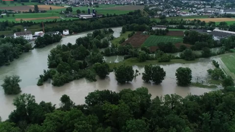 Überflutungen, wo Aare, Reuss und Limmat zusammenfliessen.