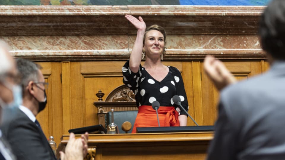 Irène Kälin, Nationalrätin der Grünen im Aargau, nach ihrer Wahl zur neuen Nationalratspräsidentin.