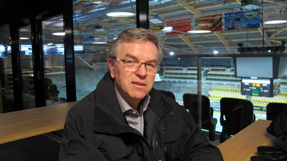 Verwaltungsratspräsident Peter Jakob in der Jakob-Galerie des erneuerten Ilfisstadions der SCL Tigers in Langnau.