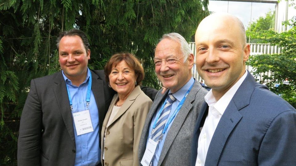 Die Unternehmerfamilie Chuard am SEF: Alain Chuard (rechts), Vater Claude, Mutter Doris und Bruder Olivier.