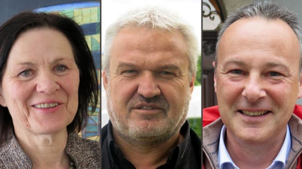 Esther Waeber, Stéphane Rossini und Jean-Michel Bonvin wollen in die Walliser Regierung.
