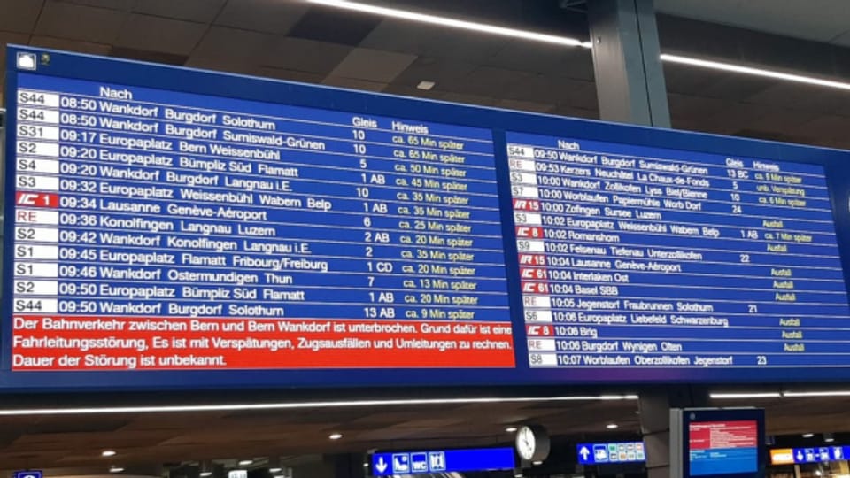 Störungsmeldung im Bahnhof Bern