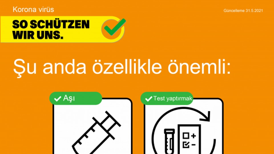 Die Informationen des BAG werden in verschiedenen Sprachen publiziert, auch in türkisch.