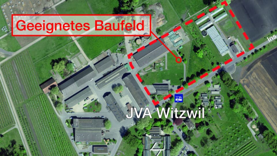 Auf dem Gelände der Justizvollzugsanstalt Witzwil hat es noch Bauland.