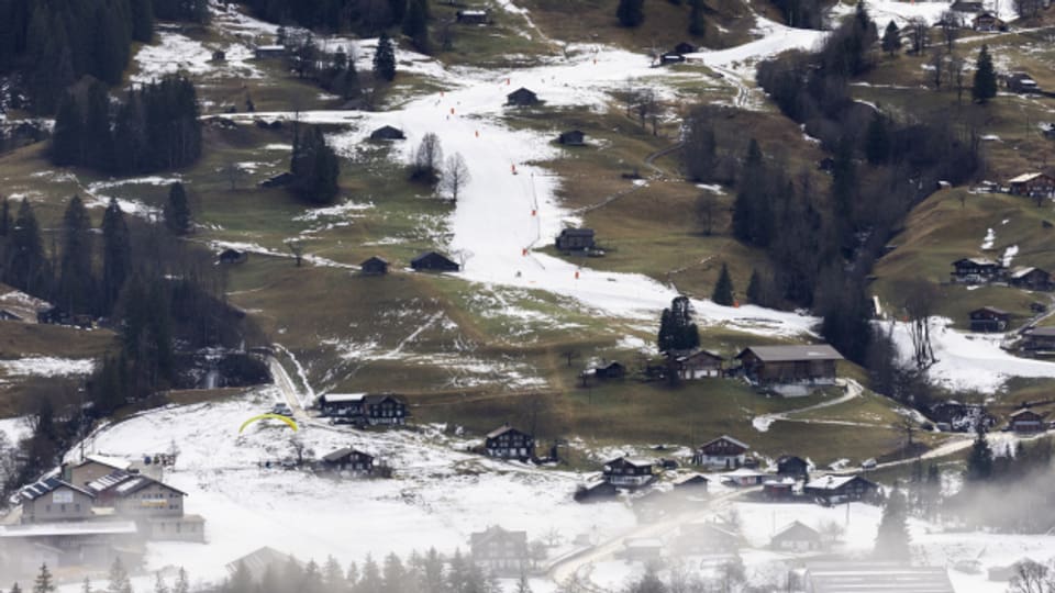 Schnee ist derzeit Mangelware – hier die Skipisten in Grindelwald Anfang Woche.