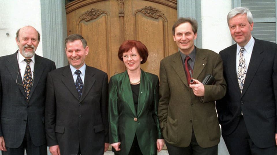 Die Baselbieter Regierung 1999 - Peter Schmid (SP) zweiter von rechts.