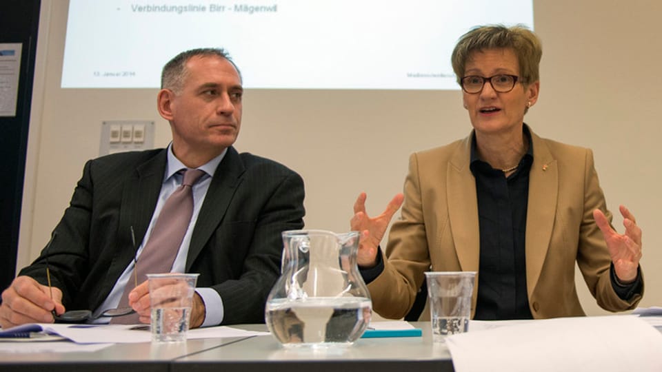 Die beiden Basler Verkehrsdirektoren Hans-Peter Wessels und Sabine Pegoraro hoffen auf Bundesgelder.