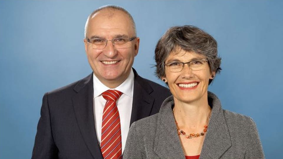 Die SP-Regierungsratskandidaten Daniel Münger und Regula Nebiker.