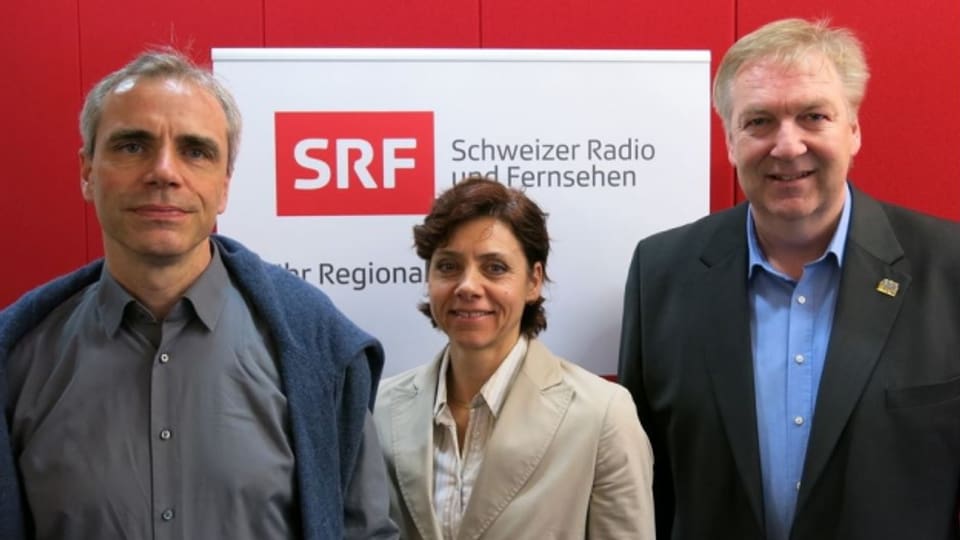 Hansjörg Wilde, Christine Kaufmann und Martin Leschhorn im Streitgespräch
