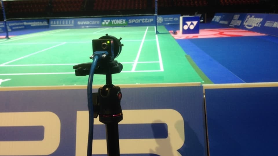 Zum ersten Mal in Basel eingesetzt: Hawk-Eye beim Badminton Swiss-Open in Basel.