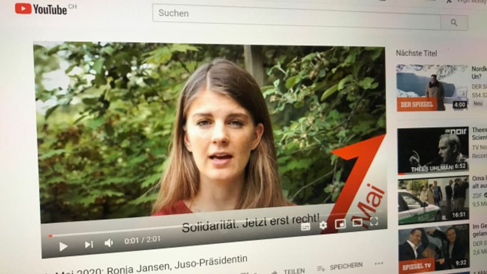 Juso-Präsidentin Ronja Jansen hält ihre Rede auf YouTube.