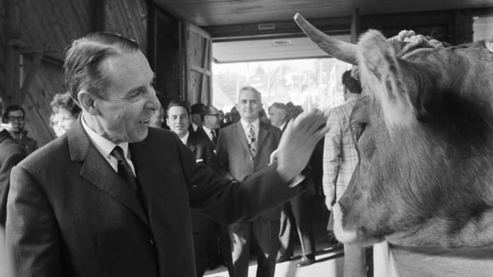 Hans-Peter Tschudi an der Eröffnung der Olma 1973. Seit Tschudis Amtszeit (1959 – 1973) gab es keine Basler Vertretung mehr im Bundesrat.