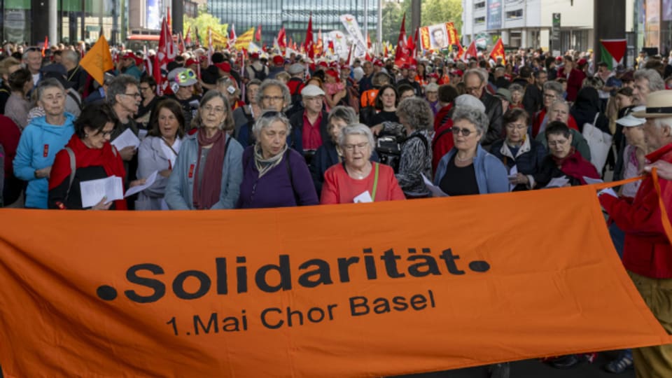 Friedliche Kundgebung am 1. Mai in Basel.