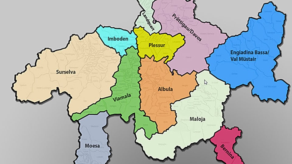 So sollen die elf Regionen im Kanton Graubünden in Zukunft aufgeteilt werden.